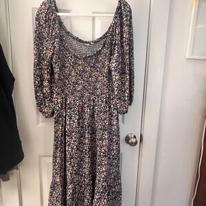 GAP Smocked Puff Sleeve Multi-colored Floral Dress